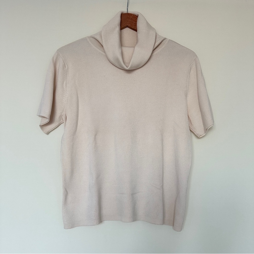 Talbots Cream Short Sleeve Turtleneck Top Size M